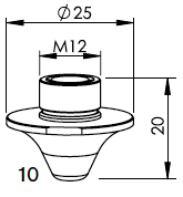 AmadaÂ® 4 mm Chrome Plated Double Nozzle - 71501060, 71515395, 71516790, 1576399B