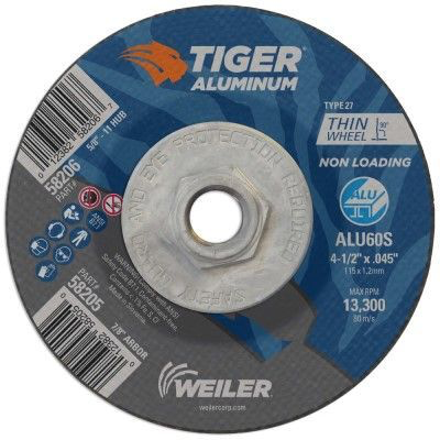 Weiler 58206 Tiger Aluminum Cutting Wheel w/Hub- 4 1/2"X.045" Type 27